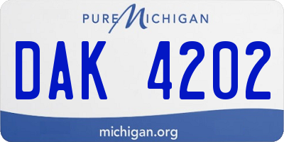 MI license plate DAK4202
