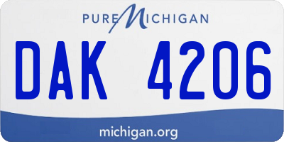 MI license plate DAK4206