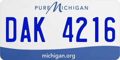 MI license plate DAK4216