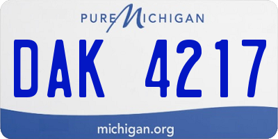 MI license plate DAK4217