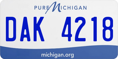 MI license plate DAK4218
