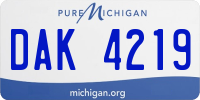 MI license plate DAK4219