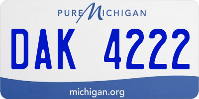 MI license plate DAK4222