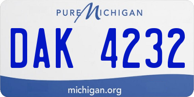 MI license plate DAK4232