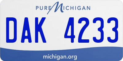 MI license plate DAK4233