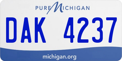 MI license plate DAK4237