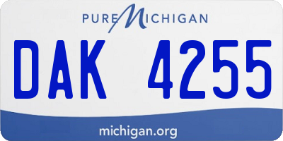 MI license plate DAK4255