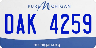 MI license plate DAK4259