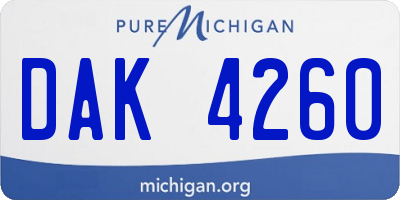MI license plate DAK4260