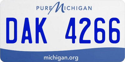 MI license plate DAK4266