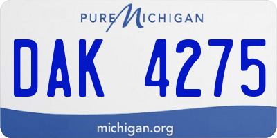 MI license plate DAK4275