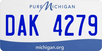 MI license plate DAK4279