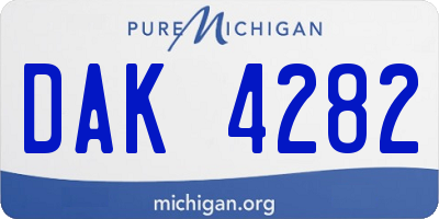 MI license plate DAK4282