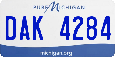 MI license plate DAK4284