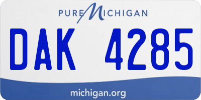 MI license plate DAK4285