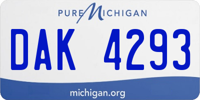 MI license plate DAK4293