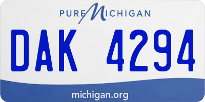 MI license plate DAK4294