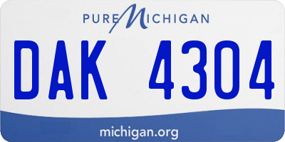 MI license plate DAK4304