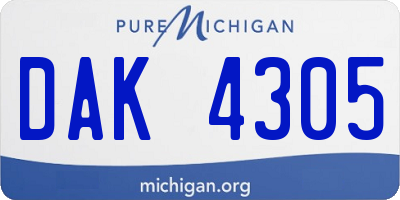 MI license plate DAK4305