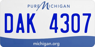 MI license plate DAK4307
