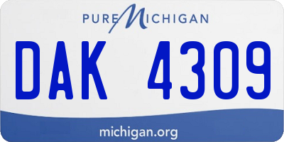 MI license plate DAK4309