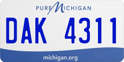 MI license plate DAK4311