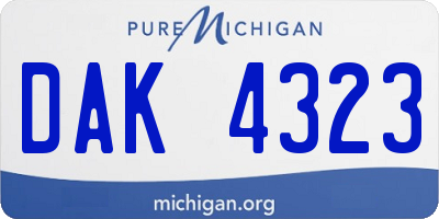 MI license plate DAK4323