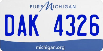 MI license plate DAK4326