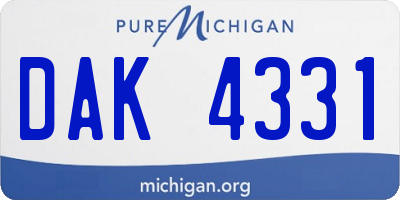 MI license plate DAK4331