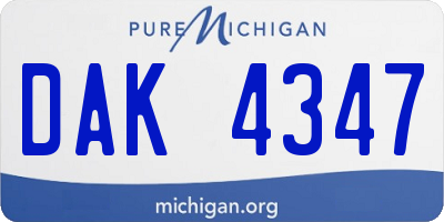 MI license plate DAK4347