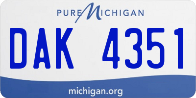 MI license plate DAK4351