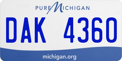 MI license plate DAK4360