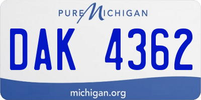 MI license plate DAK4362
