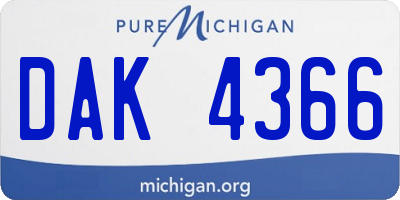 MI license plate DAK4366