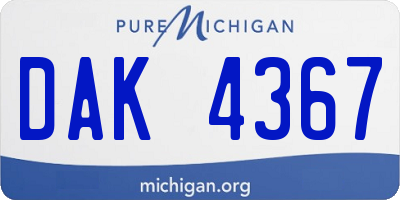 MI license plate DAK4367