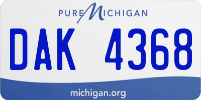 MI license plate DAK4368