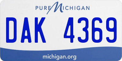 MI license plate DAK4369