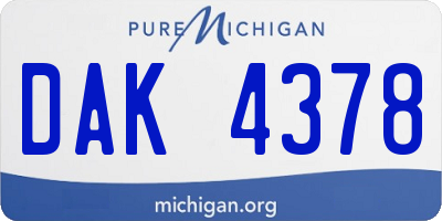 MI license plate DAK4378