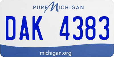 MI license plate DAK4383