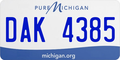 MI license plate DAK4385