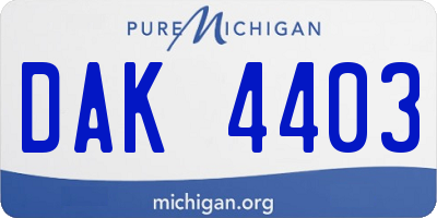MI license plate DAK4403