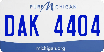 MI license plate DAK4404