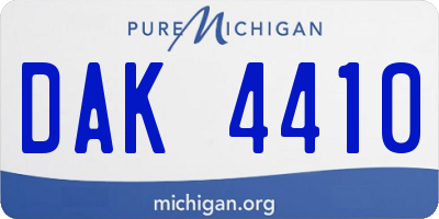 MI license plate DAK4410