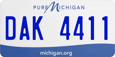MI license plate DAK4411