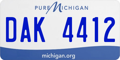 MI license plate DAK4412