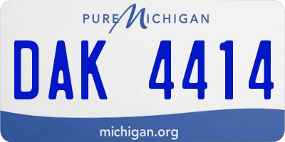 MI license plate DAK4414