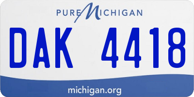 MI license plate DAK4418