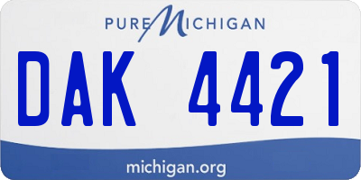 MI license plate DAK4421