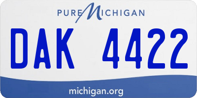 MI license plate DAK4422