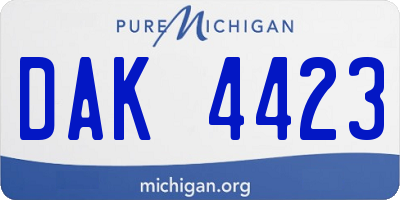 MI license plate DAK4423